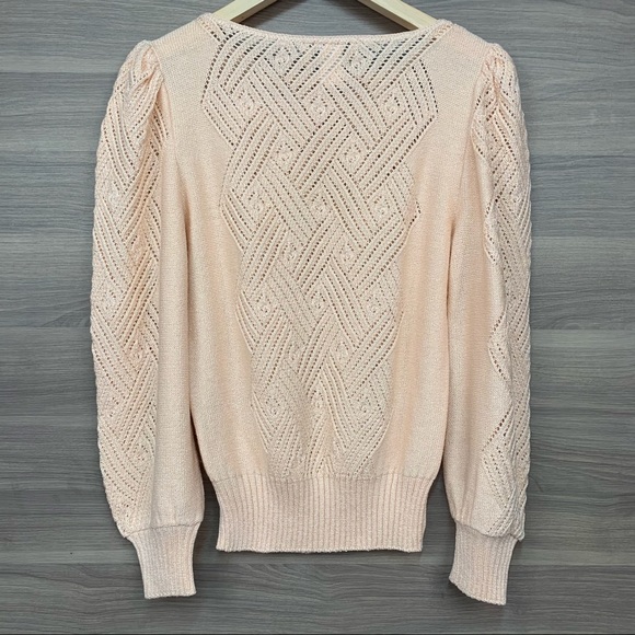 Savion Vintage Peach Puff Sleeve Knit Sweater S - Picture 5 of 7